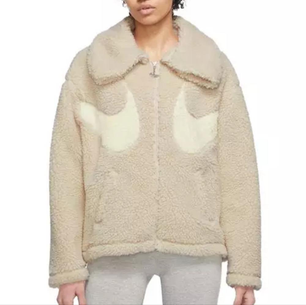 Nike Sherpa Fleece Zip Women's Jacket Beige Cream Plus Size 3X